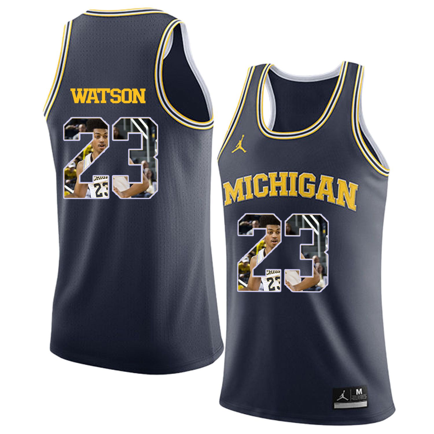 Men Jordan University of Michigan Basketball Navy 23 Watson Fashion Edition Customized NCAA Jerseys